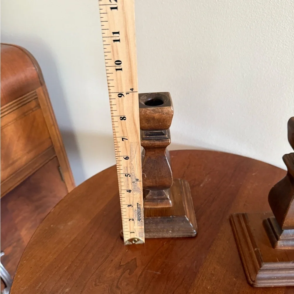 Vintage Wood Square Candle Holders Country Farmhouse Cottagecore - Picture 6 of 7